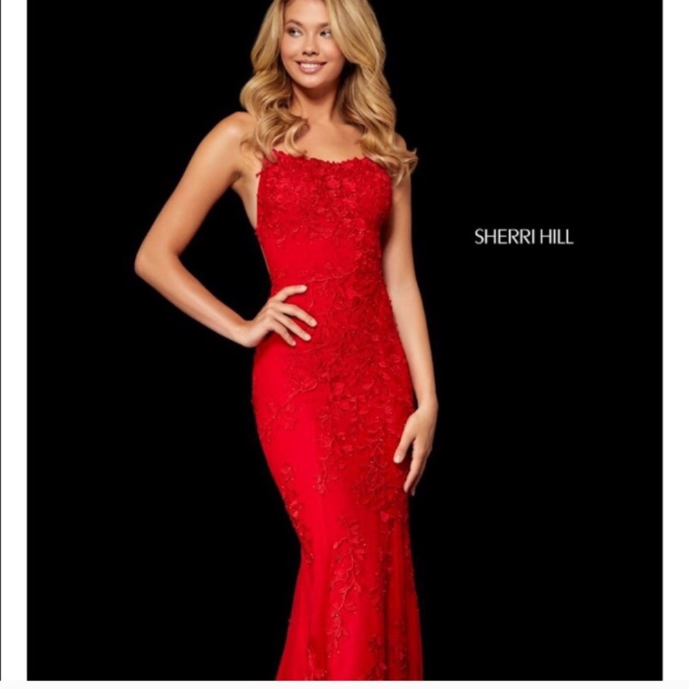 Red Sherri Hill Prom Dress style #52338